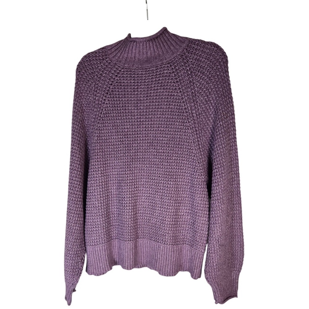 American Eagle Purple Mock Neck Relaxed Fit Chunky Knit  Sweater Size XL - Picture 2 of 7